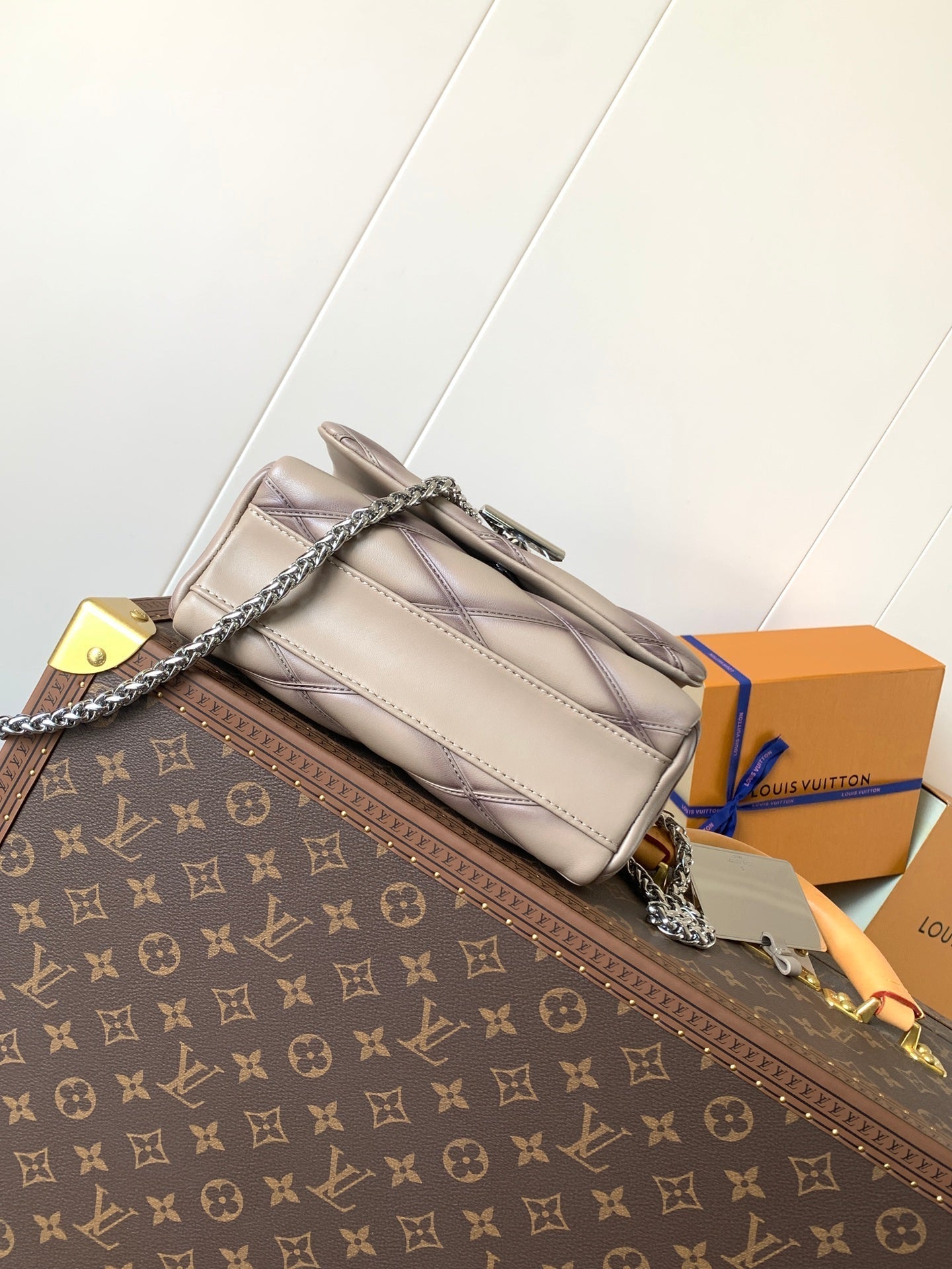 LOUIS VUITTON LV 25S GO-14 MM 23 IN BROWN QUILTED LAMBSKIN SILVER HARDWARE