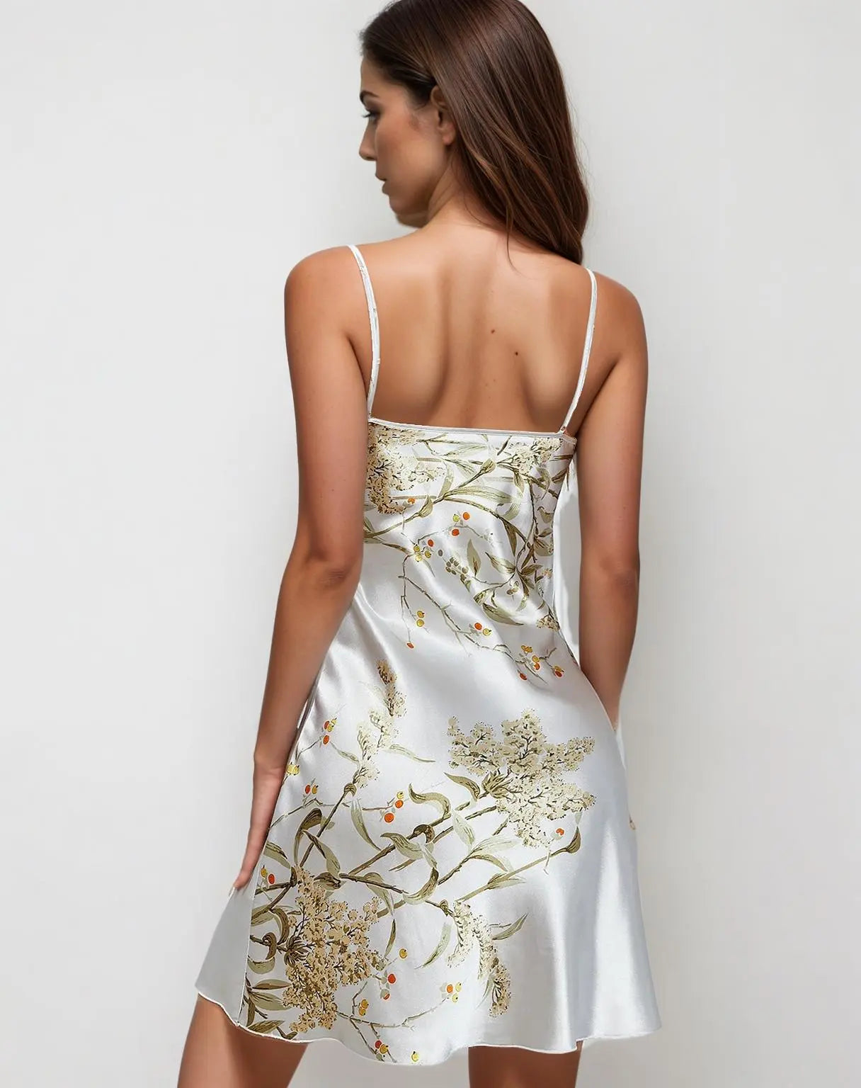 Floral Print Nightdress V Neck Spaghetti Strap